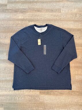 RedHead Waffle Knit Henley Shirt Mens 3XL Navy Long Sleeve NWT